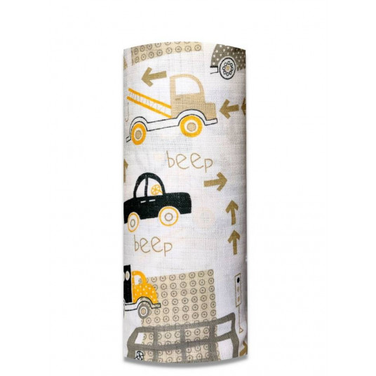 Diaper - 24922 - TETRA PRINT - EGA - CARS IN TOWN - YELLOW - size 70x80 cm