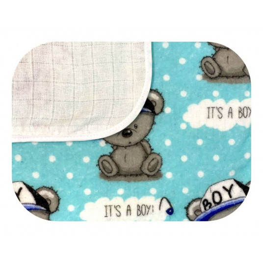 Swaddling blanket / Diper -20082 - two-layer - FLANNEL / TETRA - EGA - BOY - TURKUS - size 80x80 cm