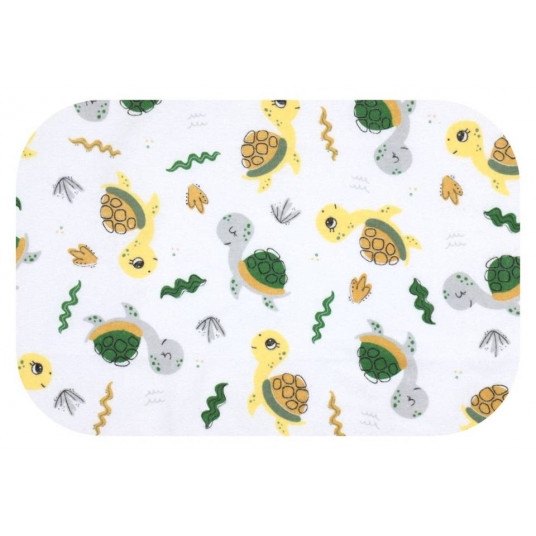 Diaper - 27749 - FLANNEL PRINT - EGA - TURTLE - YELLOW / GREEN - size 70x80 cm