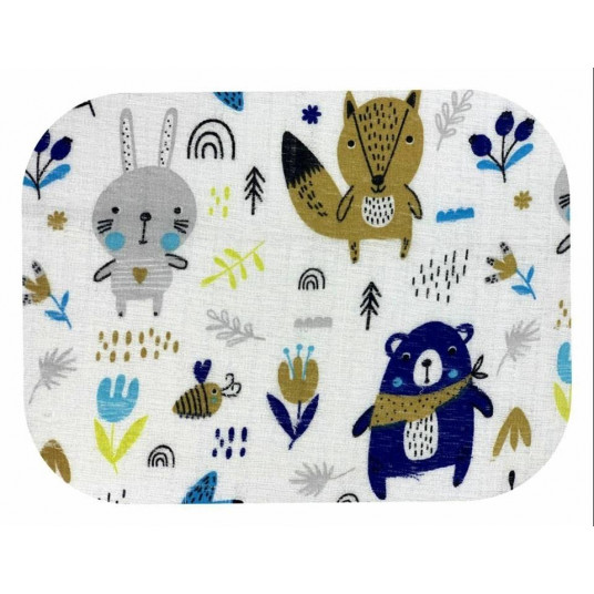 Diaper - 20771- TETRA PRINT - EGA -ZWIERZĘTA LEŚNE - NAVY BLUE - size 70x80 cm