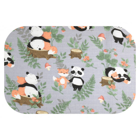 Diaper - 28661 - TETRA PRINT - EGA - PANDA in LOVE - GREY - size 70x80 cm