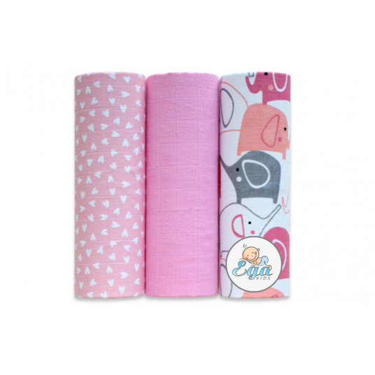 Diaper - SET - 24212 - MUSLIN - EGA - PINK - size 60x80 cm