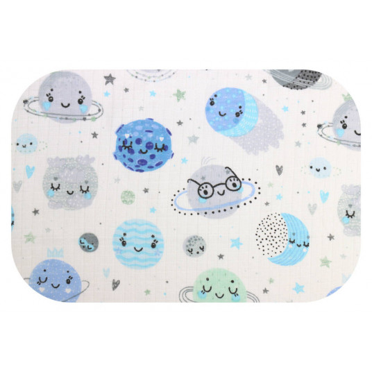 Diaper - 12530 - TETRA PRINT - EGA - PLANETS - BLUE - size 70x80 cm