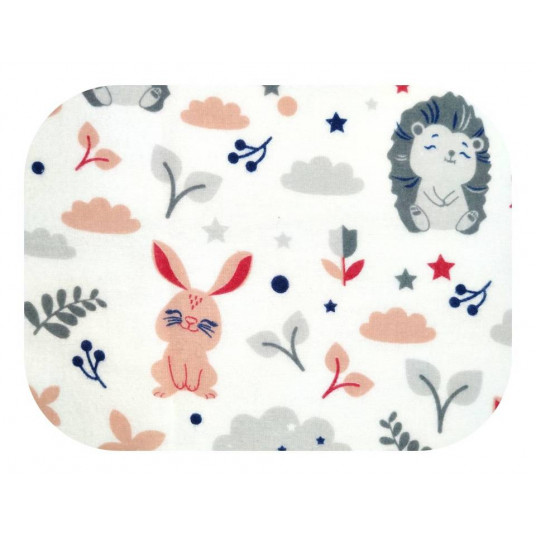 Diaper - 23536 - FLANNEL PRINT - EGA - JEŻYK I KRÓLIK - PINK - size 70x80 cm