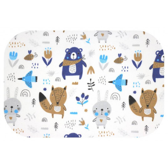 Diaper - 20283 - FLANNEL PRINT - EGA - ZWIERZĘTA LEŚNE - NAVY BLUE - size 70x80 cm