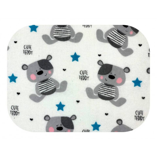 Diaper - 19850  - FLANNEL PRINT - EGA - CUTE TEDDY - BLUE - size 70x80 cm