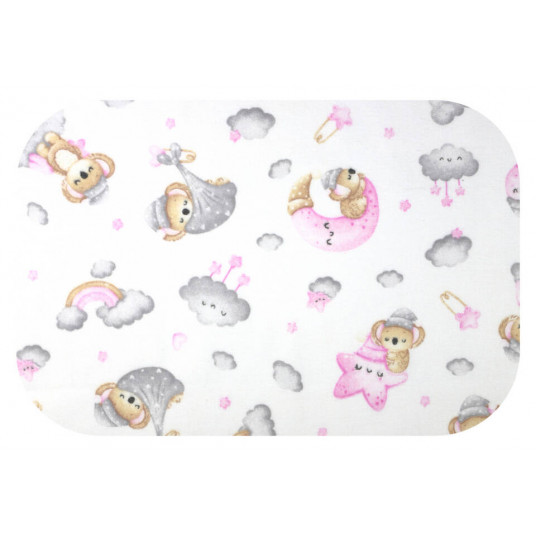 Diaper - 28425 - FLANNEL PRINT - EGA -KOALA on the MOON  - PINK - size 70x80 cm