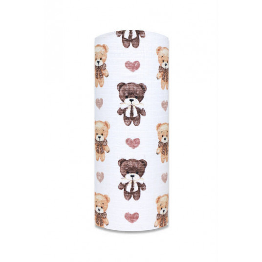 Diaper - 12448 - TETRA PRINT - EGA - TEDDY BEAR with  BOW - BROWN - size 70x80 cm