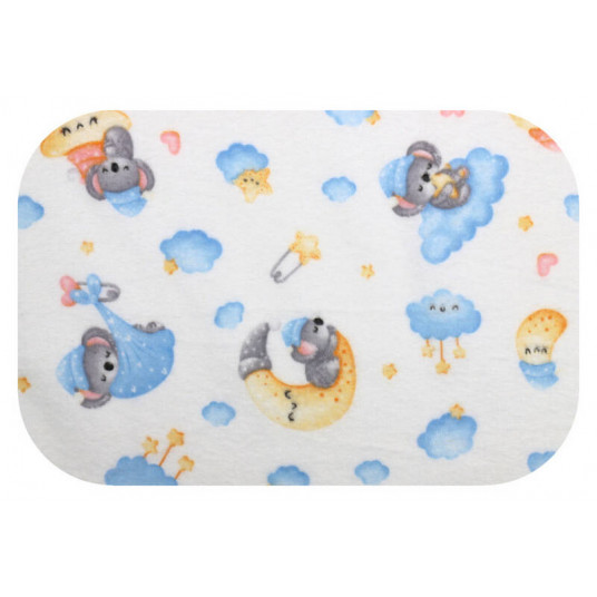 Diaper - 12424 - FLANNEL PRINT - EGA -KOALA on the MOON  - BLUE / YELLOW - size 70x80 cm