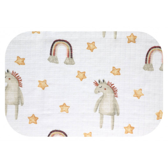 Diaper - 14015 - TETRA PRINT - EGA - HORSE and RAINBOW - size 70x80 cm