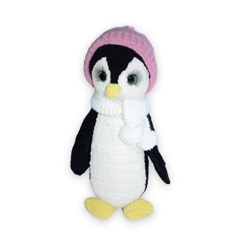 Nertas pingvinukas su kepure, 36 cm dydžio