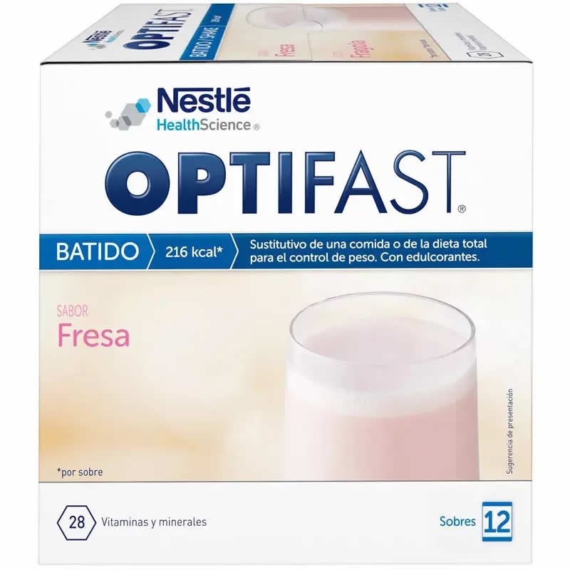 Optifast Strawberry Smoothie braškių skonio kokteilis svorio kontrolei 12x55g