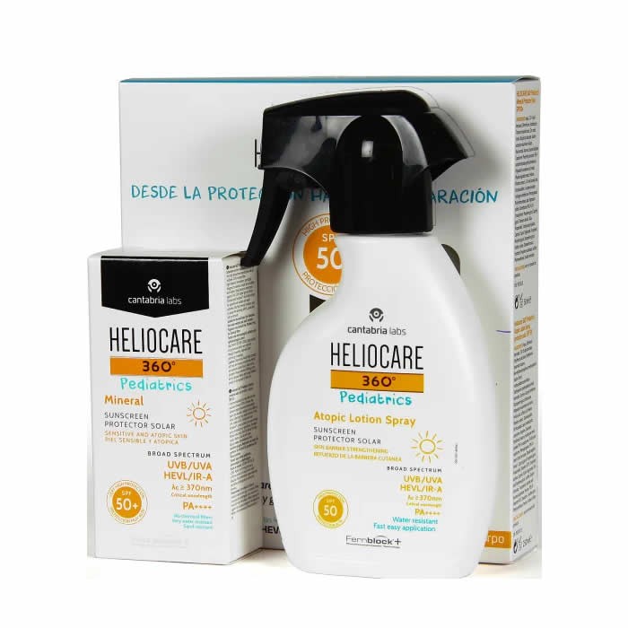 Heliocare 360º Pack Pediatrics Mineral 50ml + Atopic Lotion Spray 75ml rinkinys nuo saulės