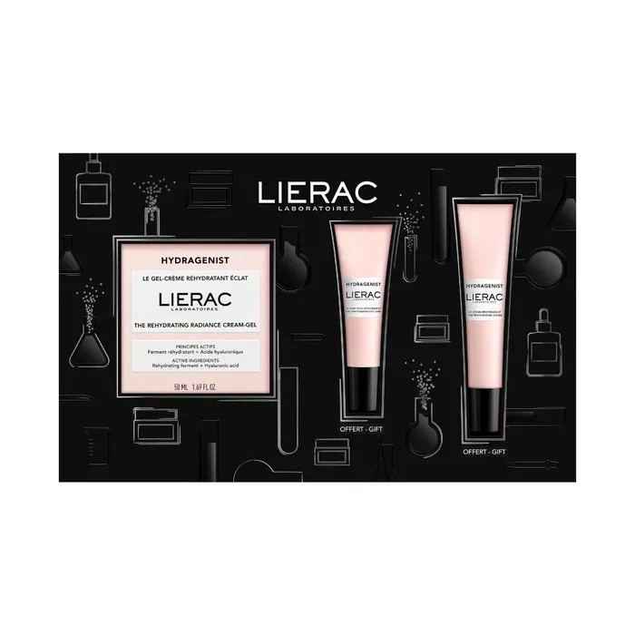 Lierac Hydragenist Hydrating Brightening Gel-Cream 50ml veido odos priežiūros rinkinys 3 vnt