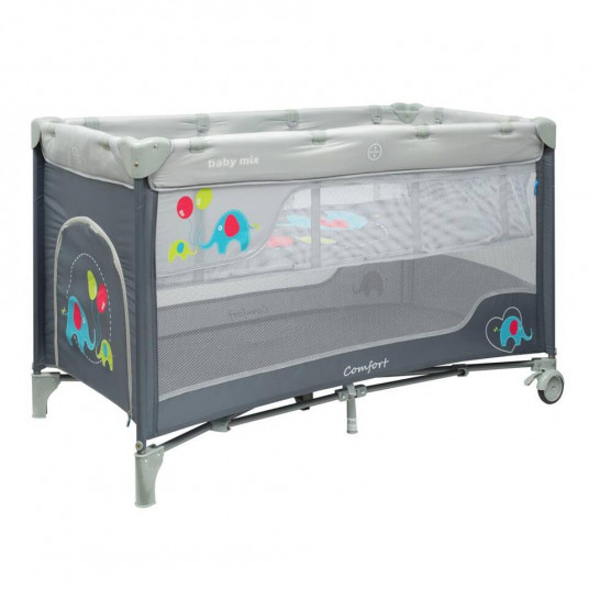 Travel cot - 36408 - 2 level - ELEPHANT - GREY