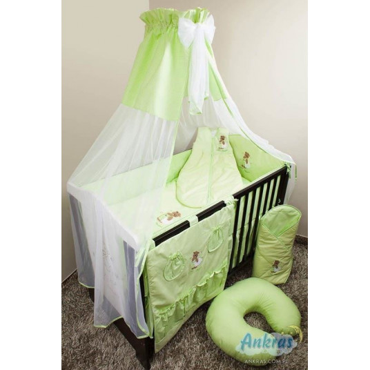 Bedding set - 6  parts - 120/90/360 - SŁODKI SEN - MIŚ - GREEN ***