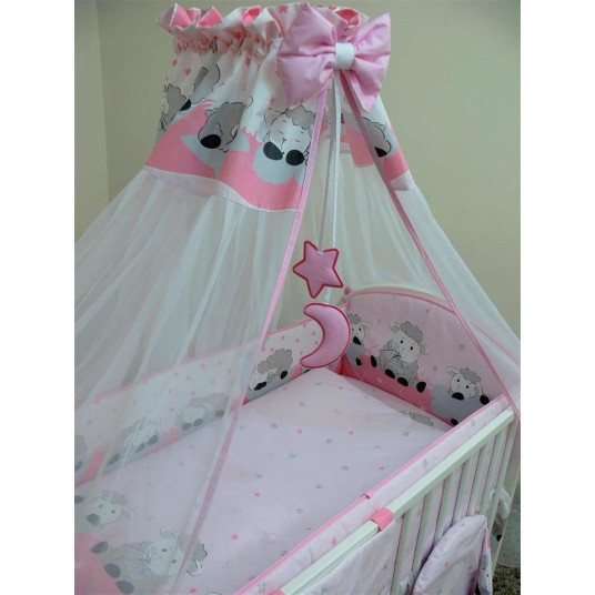 Bedding set - 5 parts - 120/90/360 - WESOŁA OWIECZKA - PINK