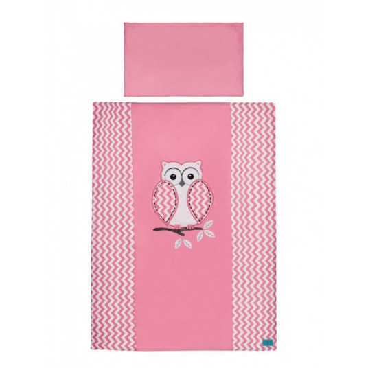 Cover set -  2 pcs - 135x100, 40x60 - MĄDRA SOWA - P01-107 - PINK