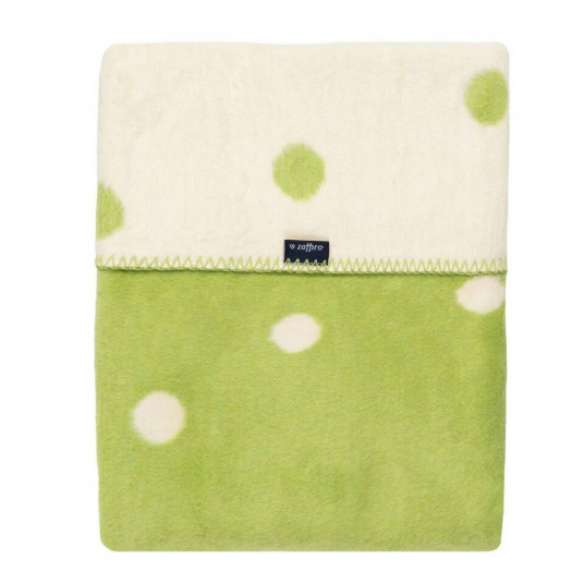 Blanket - WOMAR - COTTON - DOTS - size 75x100  - ECRU / GREEN