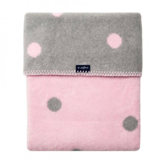 Blanket - WOMAR - COTTON - DOTS - size 75x100  - GREY / PINK