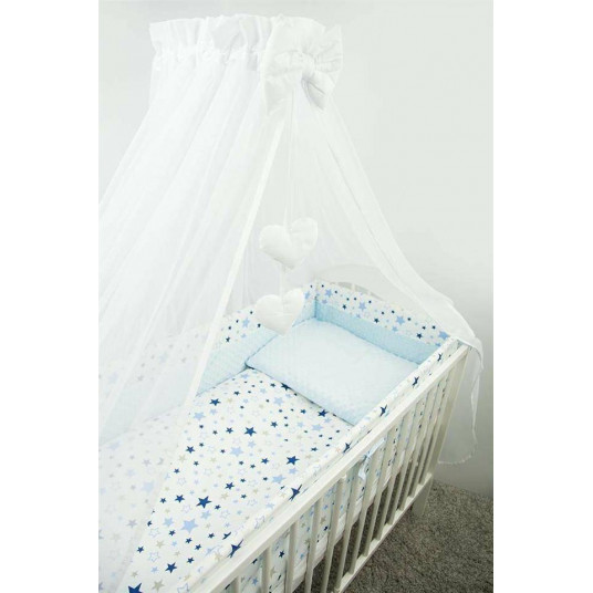 Bedding set - 6  parts - 120/90/360 - STARS - MINKY - BLUE