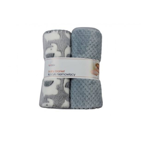 Blanket - 875 - CORAL + PRINT 3D - 2 PACK - size 80x90 - GREY