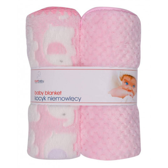 Blanket - 875 - CORAL + PRINT 3D - 2 PACK - size 80x90 - PINK