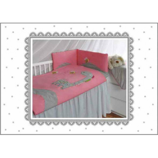 Bedding set - 3 parts - 135/100/160 - ZABAWNY DINOZAUR - PINK ***