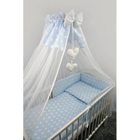 Bedding set - 4 parts - 120/90/180 - KROPKI - BLUE ****