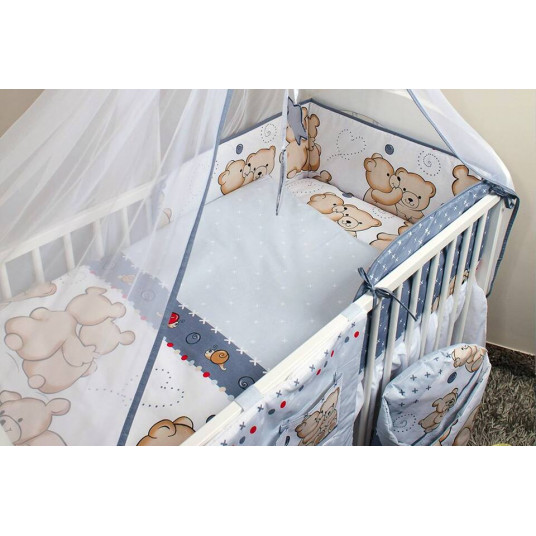 Bedding set - 6 parts - 135/100/180 - PRZYJACIELE - GREEN or GREY