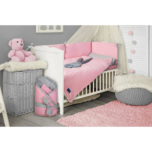 Bedding set - 5 parts - 120/90/180 - KRÓLICZEK SWETER - PINK