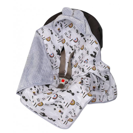 Blanket with hood - 599 - SWADDING TO CAR SEAT - size 80x80 - GREY