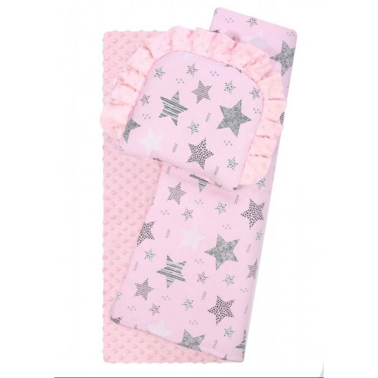 Bedding set to Strolley - 634 - MINKY / COTTON PRINT - PINK