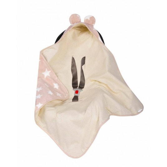Blanket with hood - 599 - SWADDING TO CAR SEAT - size 80x80 - ECRU