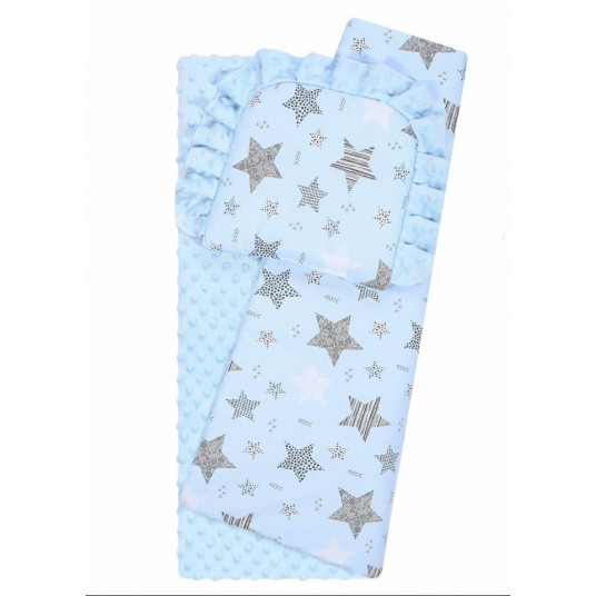 Bedding set to Strolley - 634 - MINKY / COTTON PRINT - BLUE