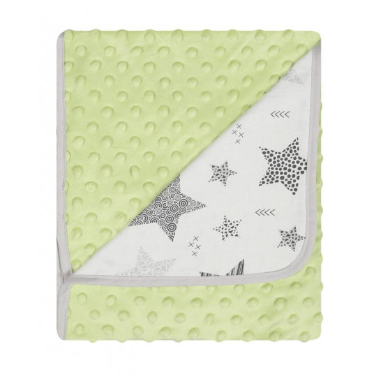 Blanket - 625 - MINKY/COTTON- size 80x90 - GREEN