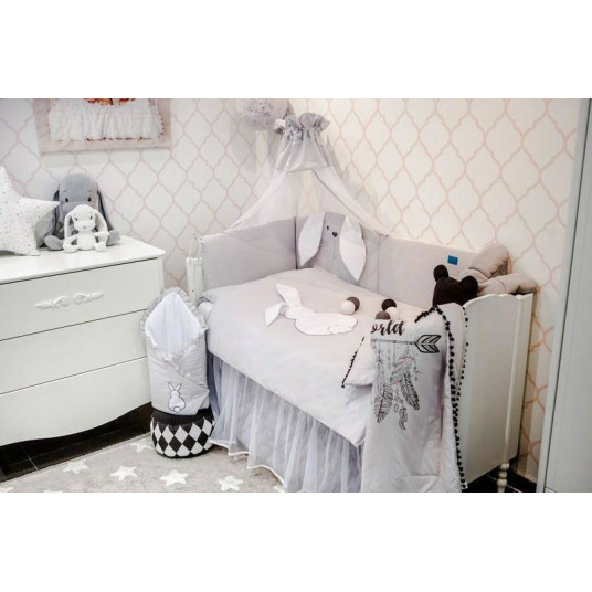 Bedding set - 5 parts - 120/90/180 - TUPTUŚ - GREY