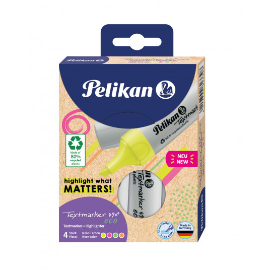 Teksto žymeklių 490 eco neon rinkinys 4vnt