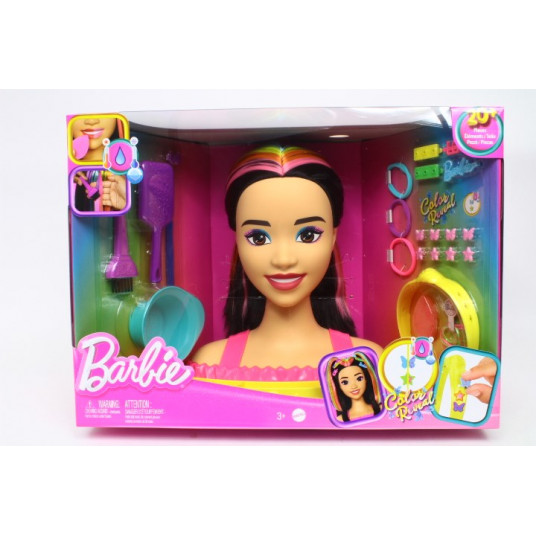Barbie Styling Head Neon Rainbow Black Hair HMD81 MATTEL