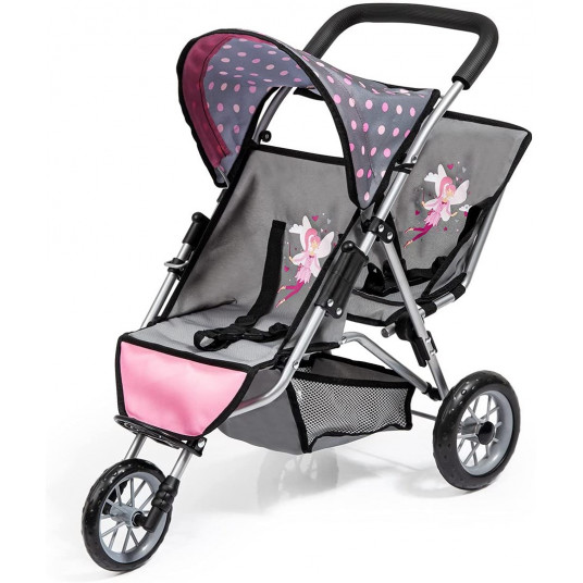 Bayer Twin Doll vežimėlis - Jogger DUO pilka su fėja 39166AA