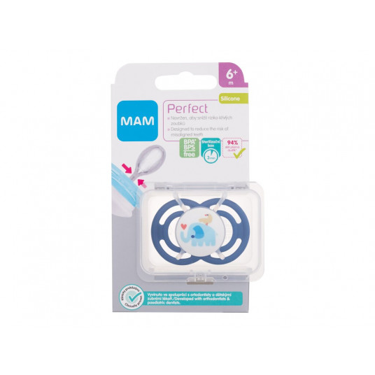 Soother MAM Perfect Silicone Pacifier 6m+ Elephant, 1pc