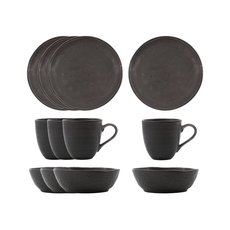 Brunch indų rinkinys Rustic Dark, 4 asmenims, su krepšiu