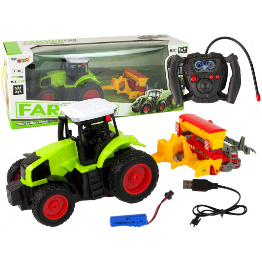 Nuotoliniu būdu valdomas traktorius su presu R/C 1:16, žalias