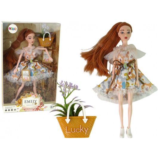 Emily lėlė su gėlėmis rankinėje