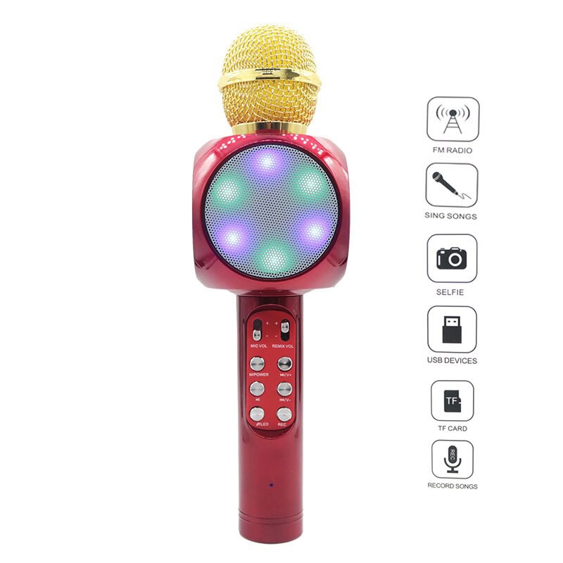 Karaoke mikrofonas su šviesos efektais