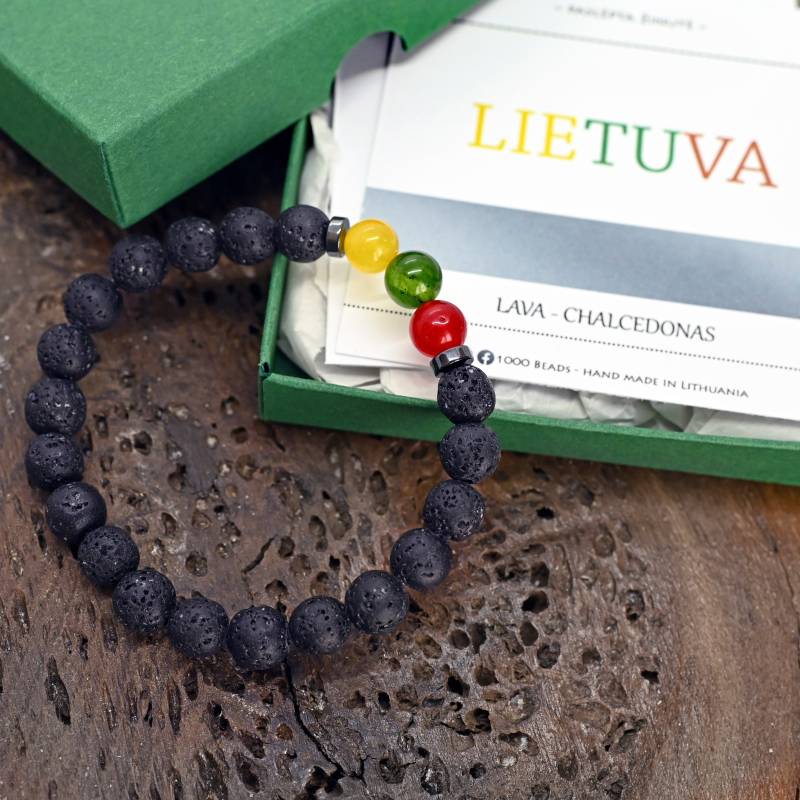 Lavos ir chalcedono akmenukų apyrankė "Lietuva"