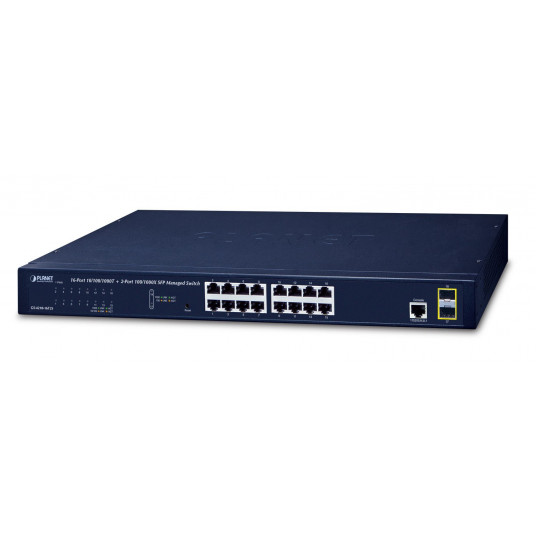 PLANET GS-4210-16T2S tinklo komutatorius Valdomas L2/L4 Gigabit Ethernet (10/100/1000) 1U Mėlyna