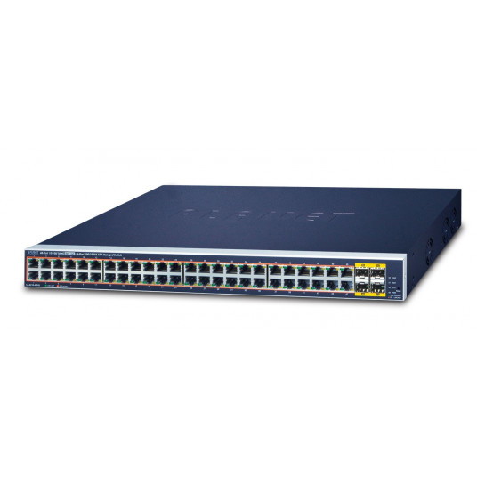 PLANET GS-4210-48P4S tinklo komutatorius Valdomas L2/L4 Gigabit Ethernet (10/100/1000) Maitinimas per Eternetą (PoE) 1U Mėlyna