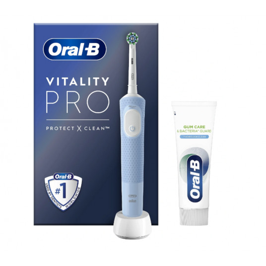 Oral-B Vitality Pro Protect X Clean elektrinis dantų šepetėlis + dantų pasta, mėlyna Oral-B