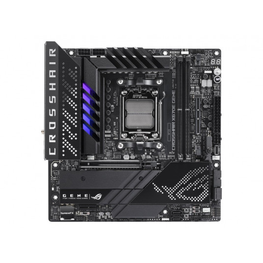 Asus ROG CROSSHAIR X670E GENE Processor family AMD, Processor socket AM5, DDR5 DIMM, Memory slots 2, Supported hard disk drive interfaces SATA, M.2, Number of SATA connectors 4, Chipset AMD X670, micro-ATX